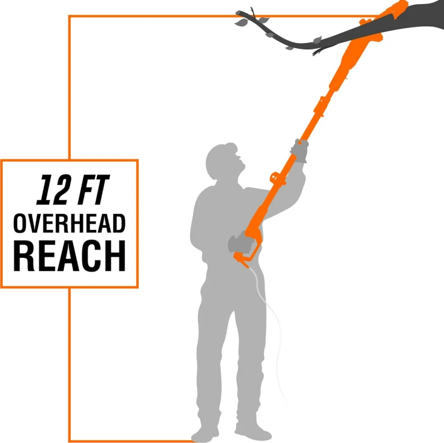 电动伸缩杆锯12英尺可扩展刀具8英寸树修剪器链锯 — 第 4/4 张图片