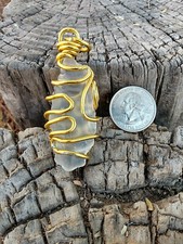 Handmade Wire Wrapped Clear Sea Glass Crystal Jewelry Necklace Pendant 14