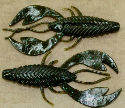 4 1/2'' Claw Bug Green Pumpkin Blue Fleck Jig Trailer Creature Bait 50 pack Bulk 