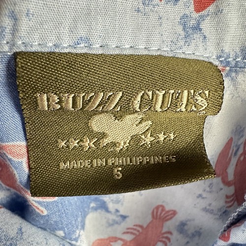 Buzz Cuts Button Up Shirt Boys Size 5 Blue Red Lobster Allover Print SS Pocket* - Picture 11 of 12