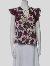 $165 Love the Label Women Beige Lucette V-Neck Tassel-Tie Top Size M