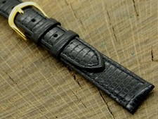 Hadley Roma NOS Unused Vintage 14mm Watch Band Lizard Grain w Gold Tone Buckle