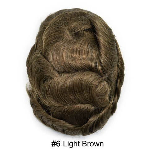 Mens Toupee Human Hair Systems Full Poly Thin Skin Hair Piece Replacement System - Picture 34 of 159