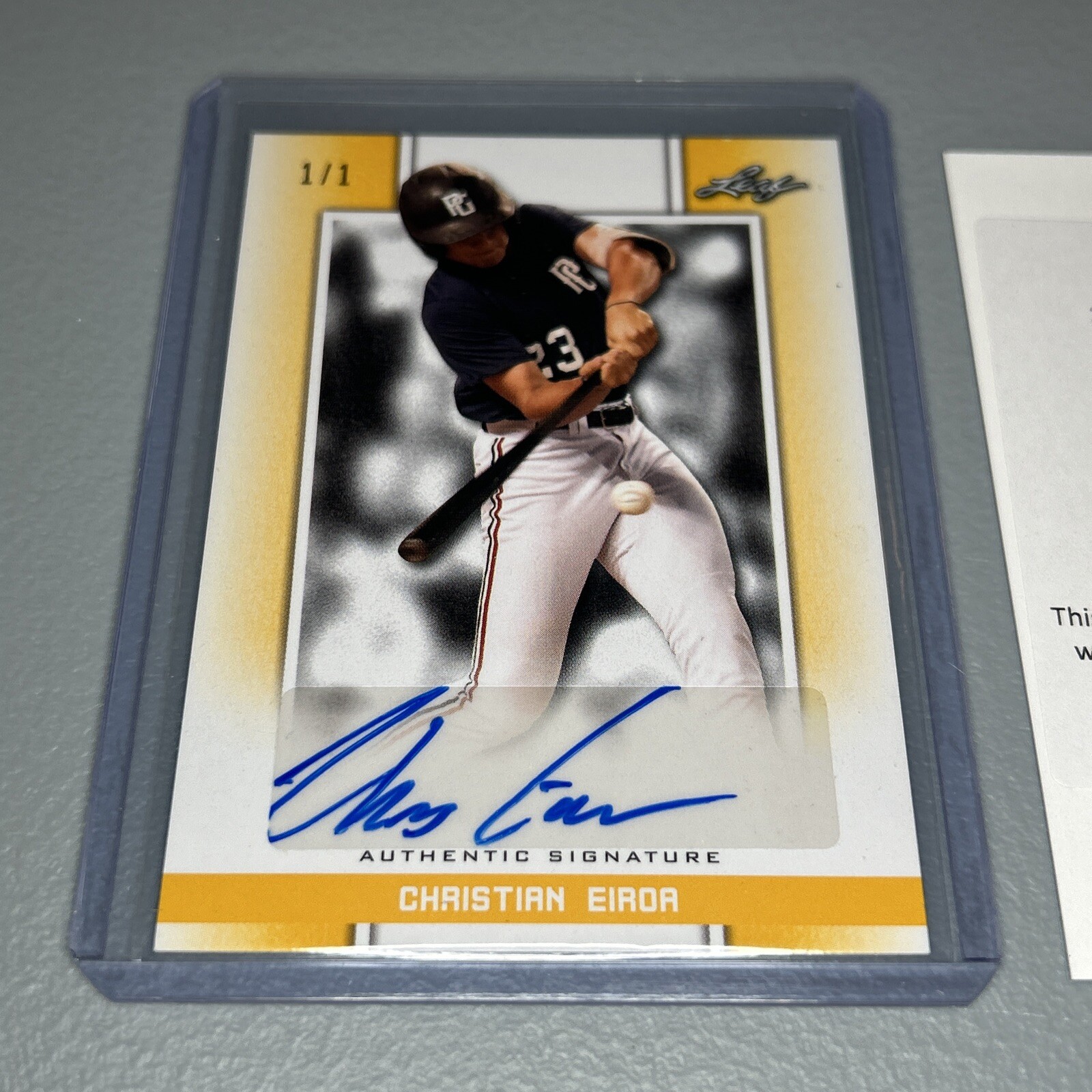 CHRISTIAN EIROA 2019 Leaf Perfect Game National Blank Back Gold AUTO 1/1