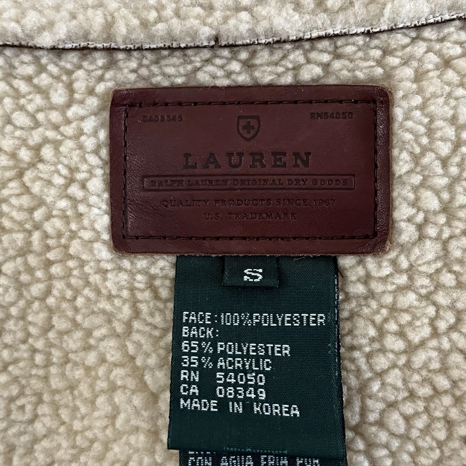 Casaco Sherpa Forrado Jaqueta Shearling Marrom Pequena Feminina Lauren Ralph Lauren Vintage - Imagem 4 de 4