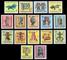 Costa Rica #C378 - 393  Mint NH Complete 1963 Ancient Art Stamps