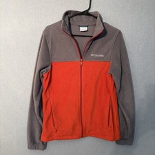 Columbia Steens Mountain Full Zip Fleece Jacket Youth Small Grey Orange Colorblo