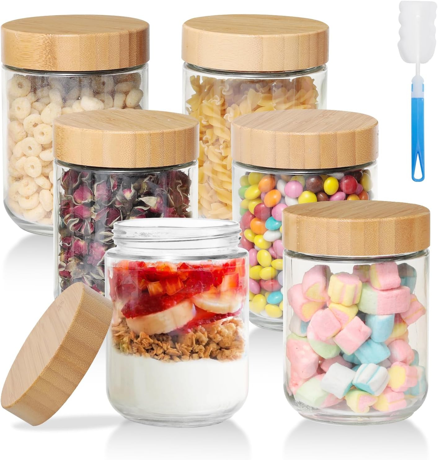 6 Vasetti Vetro Ermetici 480ml - Contenitori Vetro per Alimenti Jars