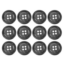 12pcs Resin Sewing Button 20mm 3/4" 4 Holes Round Coat Buttons Black