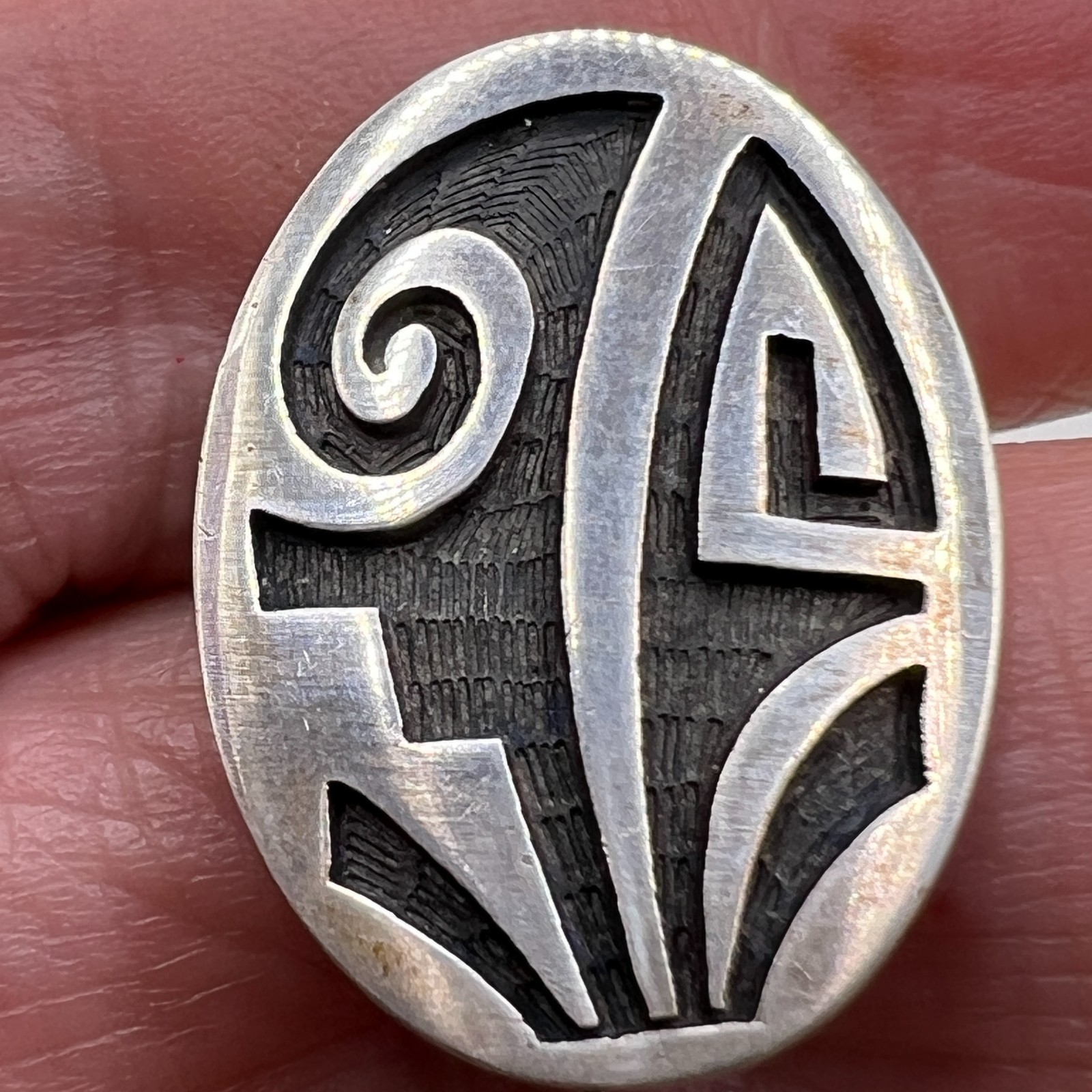 Vintage Hopi Native Lawrence Saufkie Signed Sterling Silver Stick Pin
