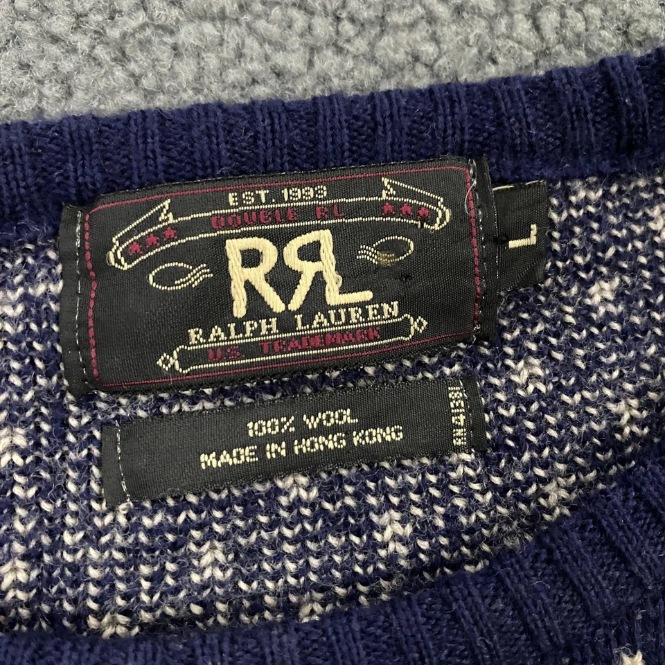 RRL Ralph Lauren Sweater Mens Large Wool Fair Isle Moose Elk Trees Knit Vintage - Image 3 of 4