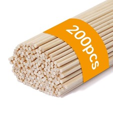 Wooden Dowels Wooden Sticks for Crafts 1/8 x 6 Inch, 200 PCS Small Wood Dowel...