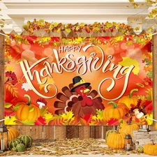 Large Thanksgiving Banner – 72x44" Fall Turkey & Pumpkin Outdoor Yard Decor