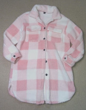 Damen Mantel Kuschelmantel Jacke Gr.L Rosa/Weiß Kariert Shein