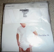 Vintage New Calvin Klein 2 V neck undershirt size L Flexible fit Pack of 2 white