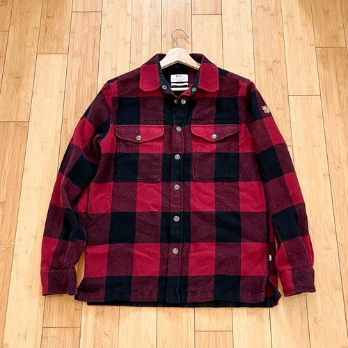 Fjällräven Hemd Herren Small rot schwarz langarm Knopfleiste Canada kariert Wolle