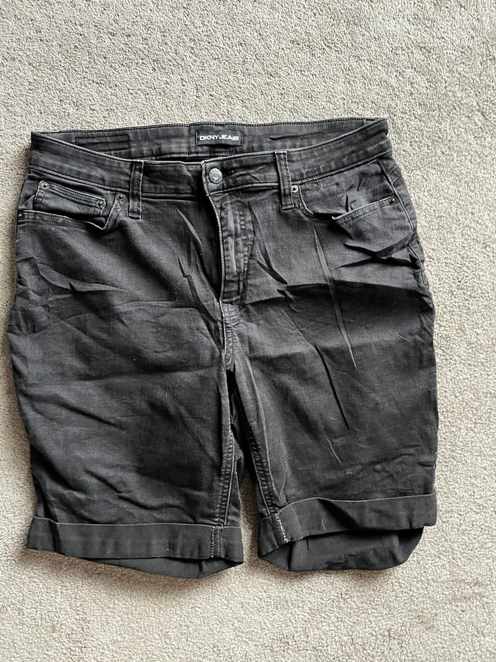 DKNY Jeans Womens Black Cotton Shorts Size 14 - Изображение 3 из 4