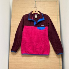 Patagonia Synchilla Snap-T Fleece Pullover Womens XS Burgundy Pink Blue