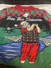UGLY CHRISTMAS SWEATER golfing Santa sweater size L NWT