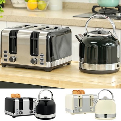 1,7L 3000W Edelstahl Wasserkocher und 4 Scheiben Toaster Set mit Bräunung