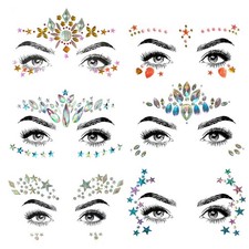 SHINEYES 6 Pcs Festival Party Face Jewels, Rhinestone Face Gems, Halloween Mu...