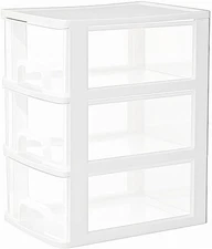 Gonice Small 3 Drawer Storage Organizer, White Plastic Drawer Storage, Small 