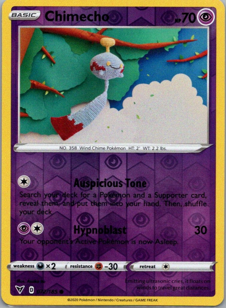 Pokemon TCG Chimecho 72/185 Vivid Voltage Rev Holo NM
