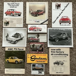 12 Pcs. of American Motors AMC PACER literature-brochures, photos, magazine ads