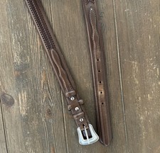 VTG Nocona Belt Co Men s 44 Brown Leather Braided Western Silver Buckle 1996