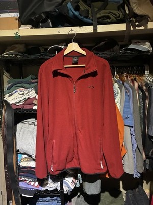 Oakley Men s Red Full Zip Fleece Jacket Stand-Up Collar Logo Size XL