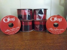 Lot Of 6 New In Package Red Black Buffalo Plaid Wired Ribbon 2 X 9 Feet