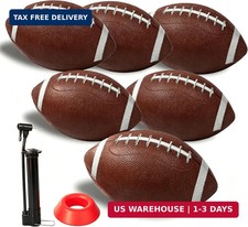 6 Pack 8.3" Inflatable Footballs with Pump and Kicking Tee,Rubber Junior Soft Sm