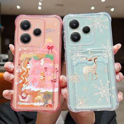 For Xiaomi Redmi Note 14 13 12 11 Pro 13T 14T Pro Christmas Case Card Soft Cover