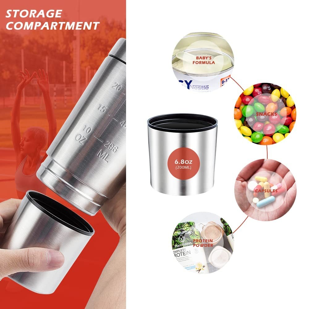 27oz Stainless Steel Protein Shaker Bottle with Wire Whisk BPA Free Leak