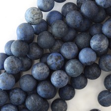 10mm matte blue dumortierite round beads 15.5" strand A grade