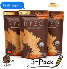 RYSE Mushroom Coffee   3-Pack   30 Servings Each   Natural Energy