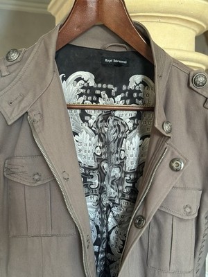Military Style Designer Jacket Coat by ROYAL UNDERGROUND, Khaki Tan, Large, MINT