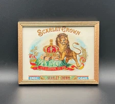 Vintage Scarlet Crown Cigars Label Framed Lion Crown Design 6.75x8.5 Wall Art