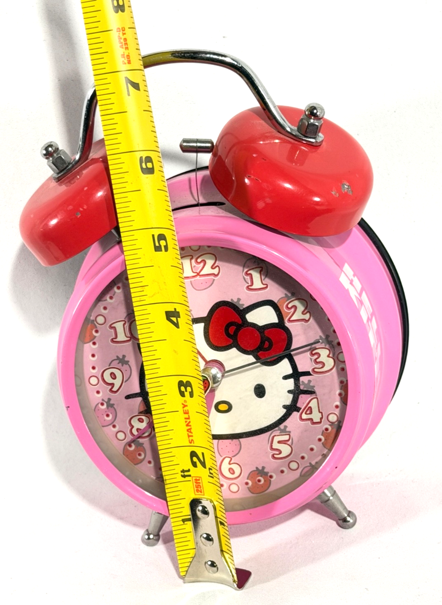 NIB HELLO KITTY Alarm Clock Analog Display Twin Bell Alarm Pink
