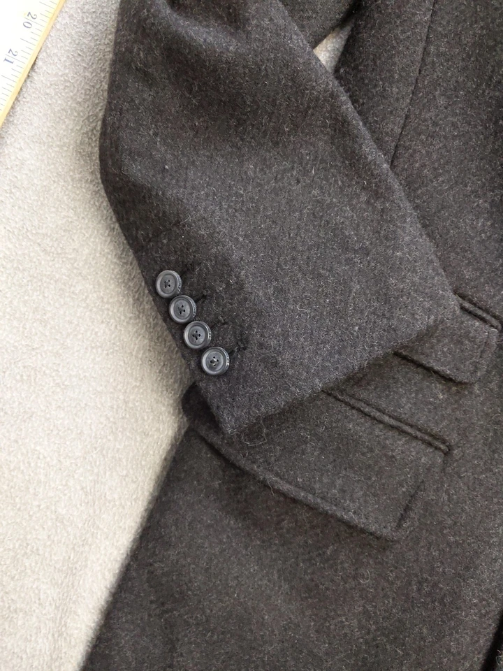 Merona Coat Mens Medium Black 63% Wool Overcoat Classic Button Front Formal - Image 3 of 4