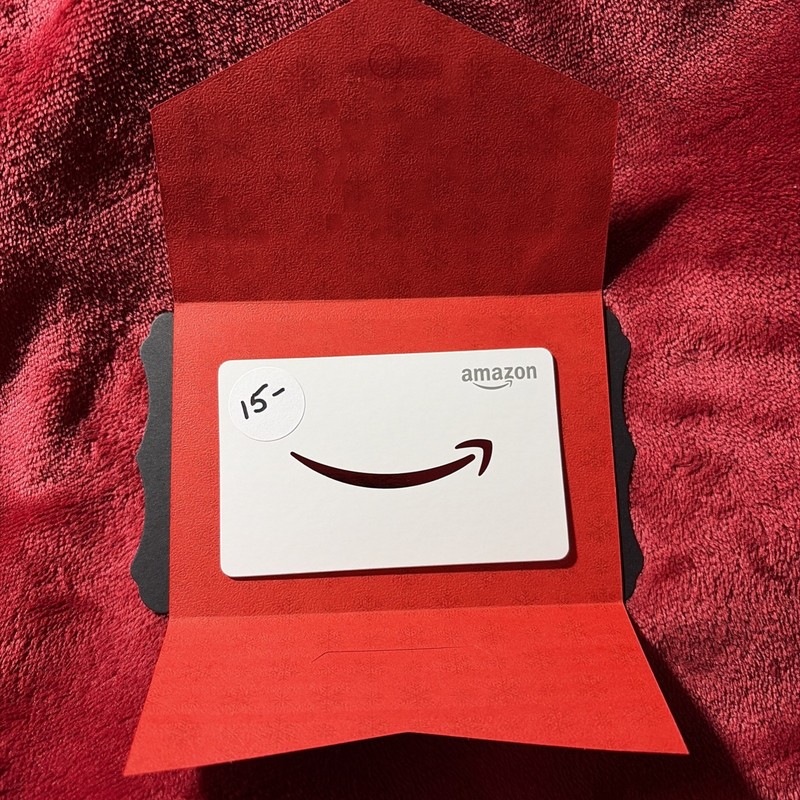 #809..AMAZON $15.00 Gift Card NEW!! Protective Outside Sleeve..RED ARROW 🎁 !!!