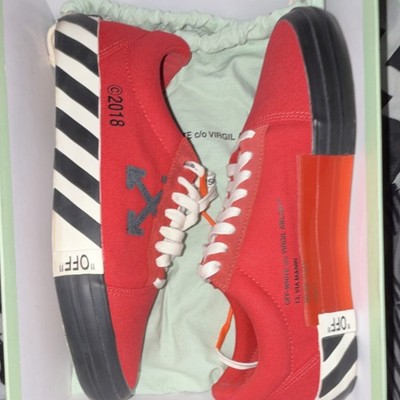 Off-White Vulc Top Low Red Striped Sneakers Men s 2018 Lace Up OMIA085R19800016