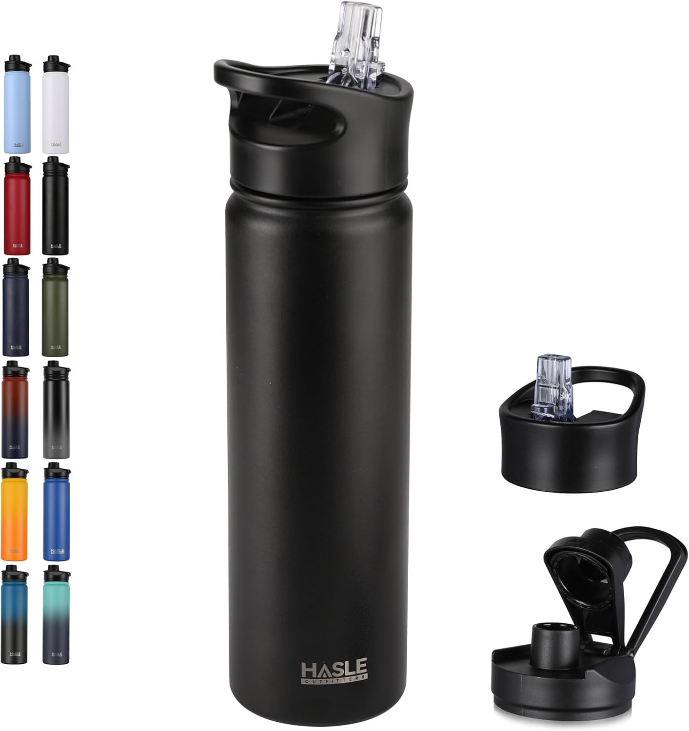 22 Oz Double Wall Stainless Steel Wide Mouth With Straw