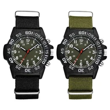 Men's Outdoor Military Tactical Quartz Sports Wrist Watches Nylon Strap 24-hour