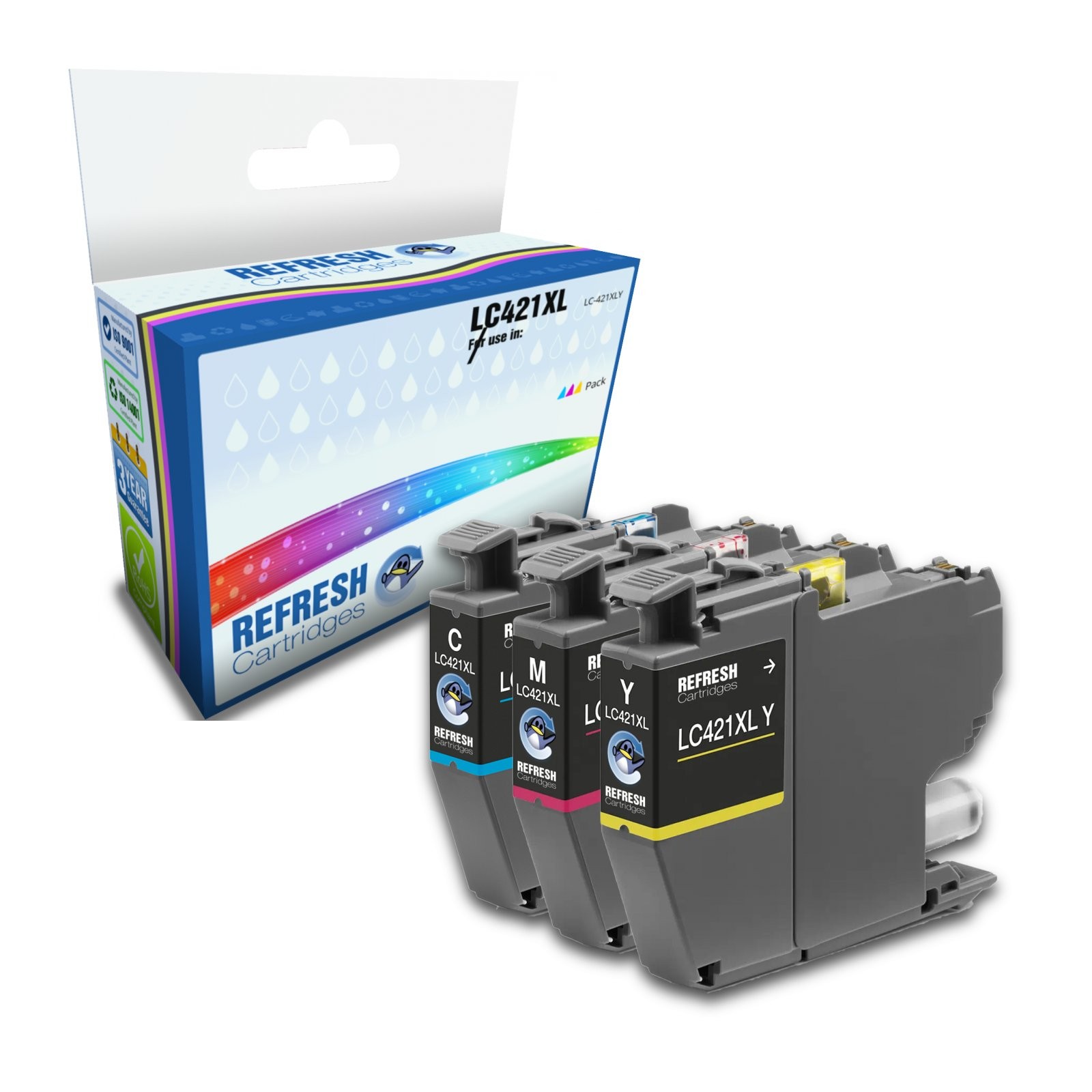 Refresh Cartridges 3 Colour Pack LC421XL CMY Ink Compatible With Brother Printer