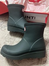 Women's Hunter PLAY Short Rain Arctic Moss Green Rubber Waterproof Ankle Boots
