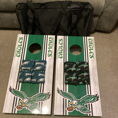 Philadelphia Eagles  Mini Cornhole Boards 1' x 2'  With Custom Carry Bag & Bags