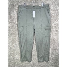 Chicos Cargo Pants Womens Sz 16 Fatigue Green Utility Stretch Hiking Pull On NEW