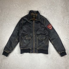 Vintage Men Leather Jacket G-1 Us Navy Size M