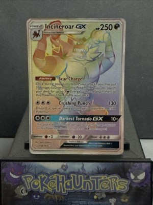 Pokemon Karte Incineroar GX 188/181 Secret Rare Sonne & Mond Team Up Played